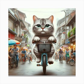 Cat On A Bike Canvas Print