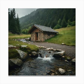 Small Cabin In The Mountains 2 Canvas Print