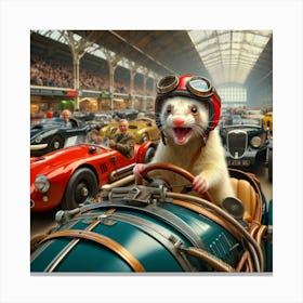 Ferret In A Car Canvas Print