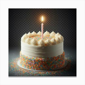 Birthday Cake With Candle 1 Canvas Print