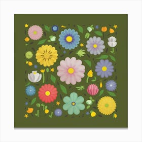 Flowers In A Square Canvas Print