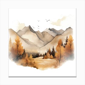 Autumn Landscape Watercolor Painting 1 Canvas Print