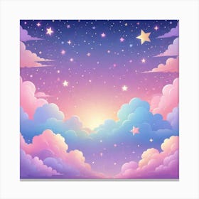 Sky With Twinkling Stars In Pastel Colors Square Composition 106 Canvas Print