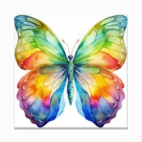 Watercolor Painting Of A Colorful Butterfly With Delicate Wings Canvas Print