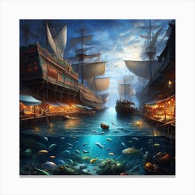 Realistic Art Of Middle Sea Bazaar Canvas Print