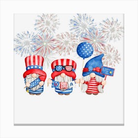 Limited Edition Patriotic Gnomes 4th Of July Funny Gnome Love Canvas Print