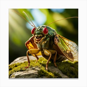 Cicada With Bright Red Eye 6 Canvas Print