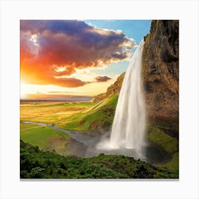 Waterfall In Iceland Canvas Print