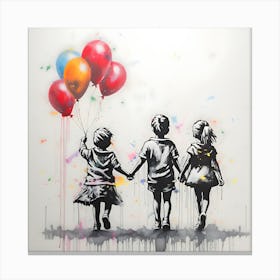 Children Holding Balloons Canvas Print