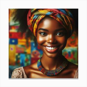 Portrait Of African Woman Smiling Canvas Print