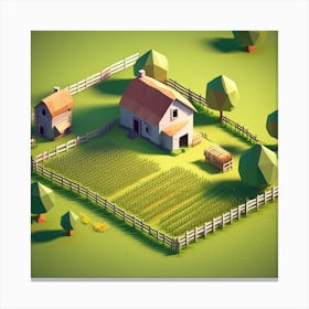 Low Poly Farm 1 Canvas Print