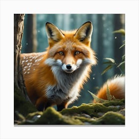 Red Fox In The Forest 47 Canvas Print