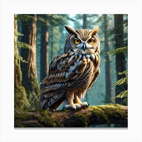 Owl In The Forest 210 Canvas Print