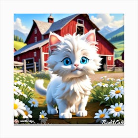 White Kitten On A Farm Canvas Print