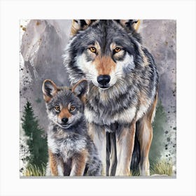 Wolf And Cub Canvas Print