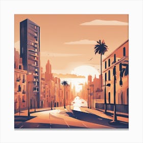 Cityscape At Sunset 2 Canvas Print