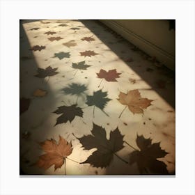 Autumn Leaves And Their Shadows On The Ground Canvas Print