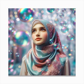 Muslim Girl With Bubbles Canvas Print