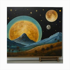 'Moon And Stars' Canvas Print