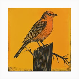 Retro Bird Lithograph Yellowhammer 1 Canvas Print