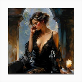 A Brunette Experiences Evening Melancholy Canvas Print