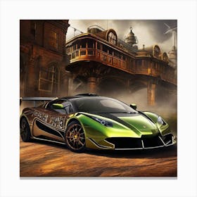 Green Sports Car Canvas Print