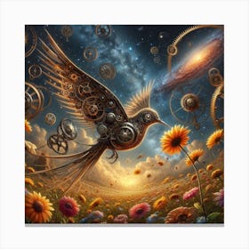 Where Time Blossoms on Clockwork Wings Canvas Print