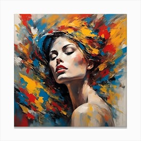 Woman'S Face Vibrant Canvas Print