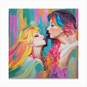 Two Women Kissing Canvas Print