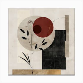 Botanical Elegance: Abstract Fusion in Beige, Burgundy, and Gold Canvas Print