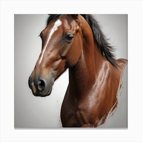 Horse Running On Grey Background Canvas Print