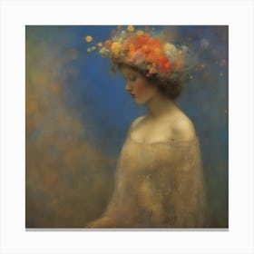 'The Girl With Flowers' Canvas Print