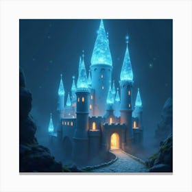 Enchanted Castle Made Of Crystal, Glowing With Mystical, Otherworldly Light 1 Canvas Print