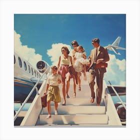 Family Boarding a Plane for happy vacation. Canvas Print