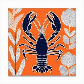 Lobster On Orange Canvas Print