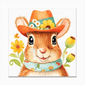 Floral Baby Squirrel Nursery Illustration (18) Canvas Print