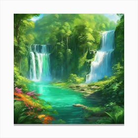 Waterfall In The Forest 3 Canvas Print