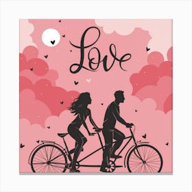 Couple Riding Bicycles In The Sky Canvas Print