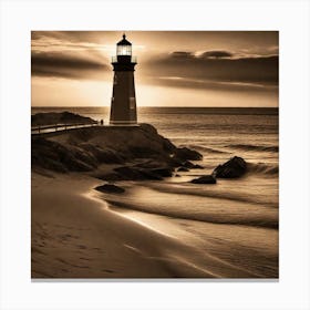 Lighthouse At Sunset 48 Canvas Print