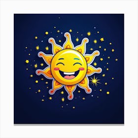 Lovely smiling sun on a blue gradient background 56 Canvas Print