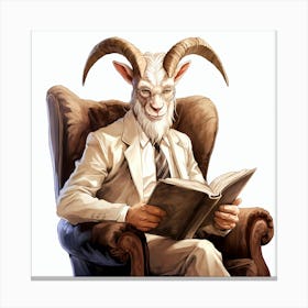 Goat Reading A Book 7 Canvas Print