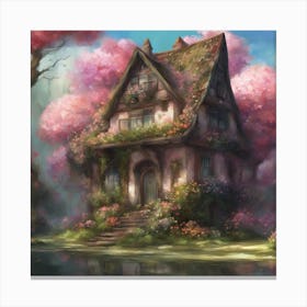 Cherry Blossom House Canvas Print