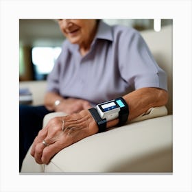 Elderly Woman With Smart Watch Canvas Print