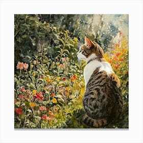 Cat in spring Canvas Print