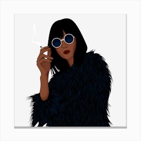 Woman Smoking A Cigarette Canvas Print