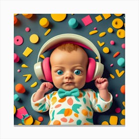 Baby Listening To Music Canvas Print