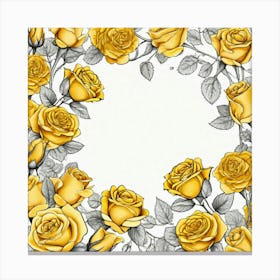 Yellow Roses On Edges As Frame With Empty Space In Centre Ultra Hd Realistic Vivid Colors Highly (2) Canvas Print