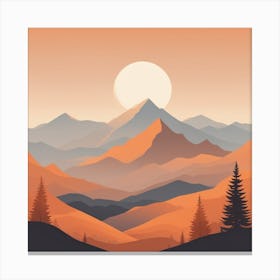 Misty mountains background in orange tone 82 Canvas Print