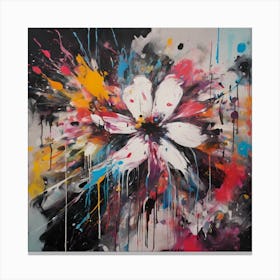 Flower Graffiti Abstract Paint Chaos Color Burst 3 Canvas Print