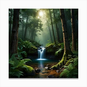 Waterfall In The Forest 5 Canvas Print